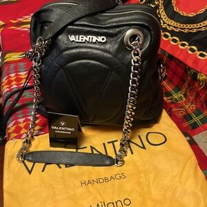 Valentino Black Leather Crossbody Bag
